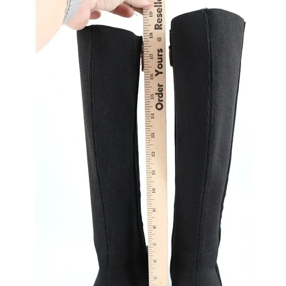 Gentle Souls by Kenneth Cole Dionne Black Suede Knee High Boots Block Heel 9.5